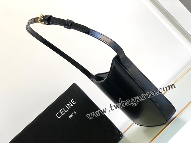 Celine專櫃2023新款女包 賽琳CROQUE中號亮澤牛皮革手袋 sldj2383